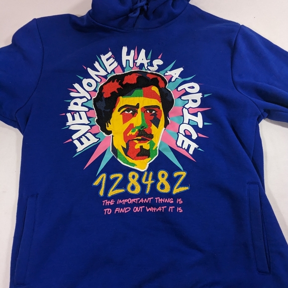 Pablo Escobar Gaviria NWOT Hoodie in Cobalt Blue Large - Picture 1 of 13